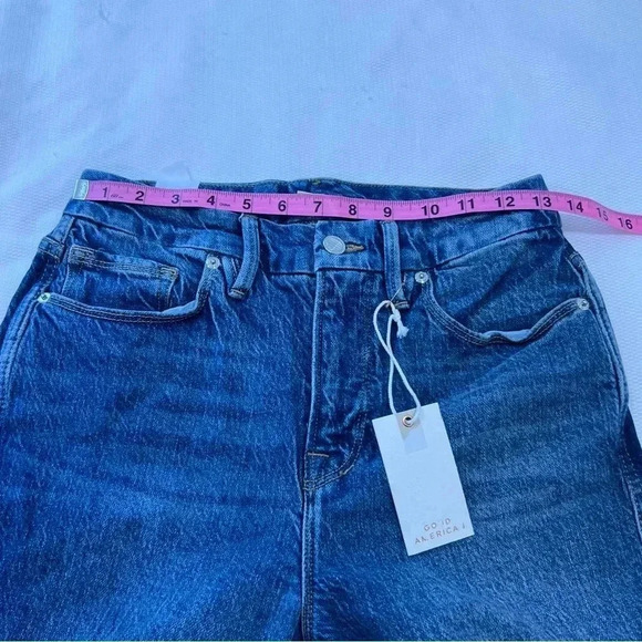 Good American Good curve straight leg jeans high rise ripped size 6/28 - Picture 11 of 14